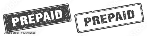 prepaid stamp set. prepaid square grunge sign