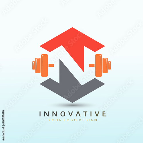 Letter N crossfit logo, fitness logo, Dumbbell icon, Gym Fitness Logo Images and Vectors, Stock Photos