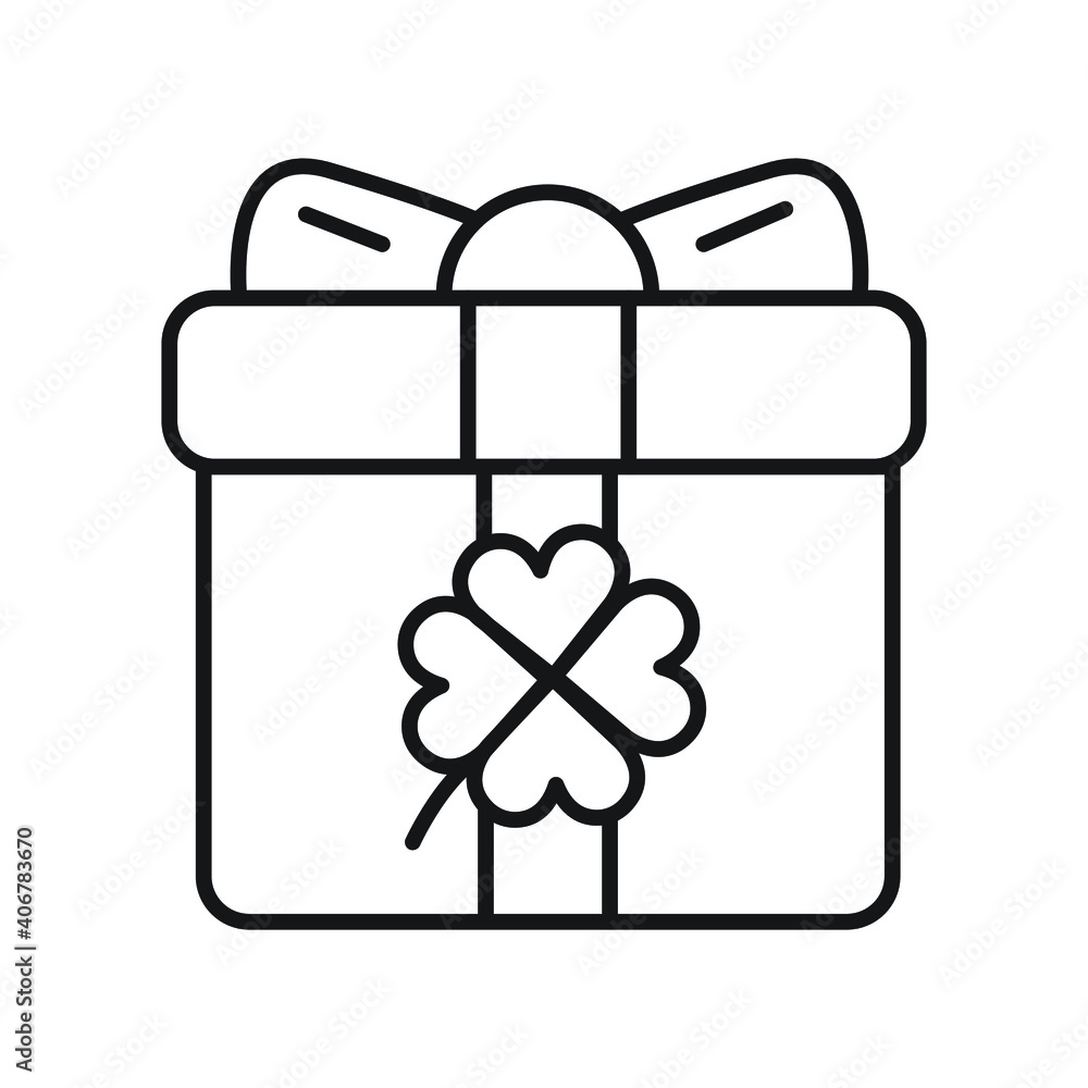 gift box with bow Clover Flower line icon gift box with bow Clover Flower line icon