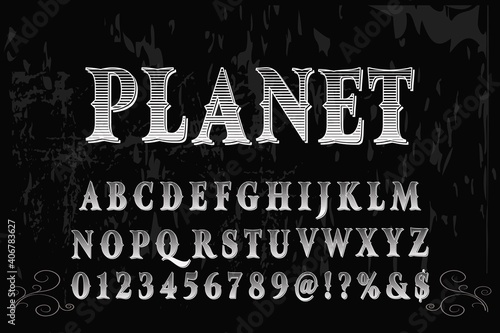 vintage typeface vector design, alphabet font, black style