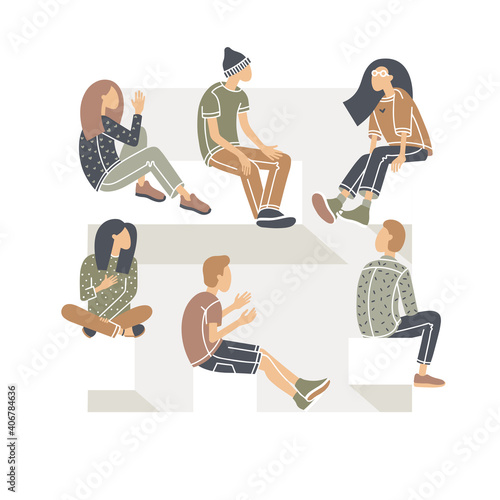 Group therapy session, psychotherapeutic meetingl aid vector