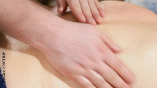 Wallpaper Mural Close-up of the beginning of the body massage. Hands in oil rub the skin. Stimulates the restoration of muscle physical properties. Torontodigital.ca