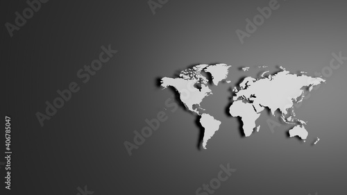 White World map on grey background 