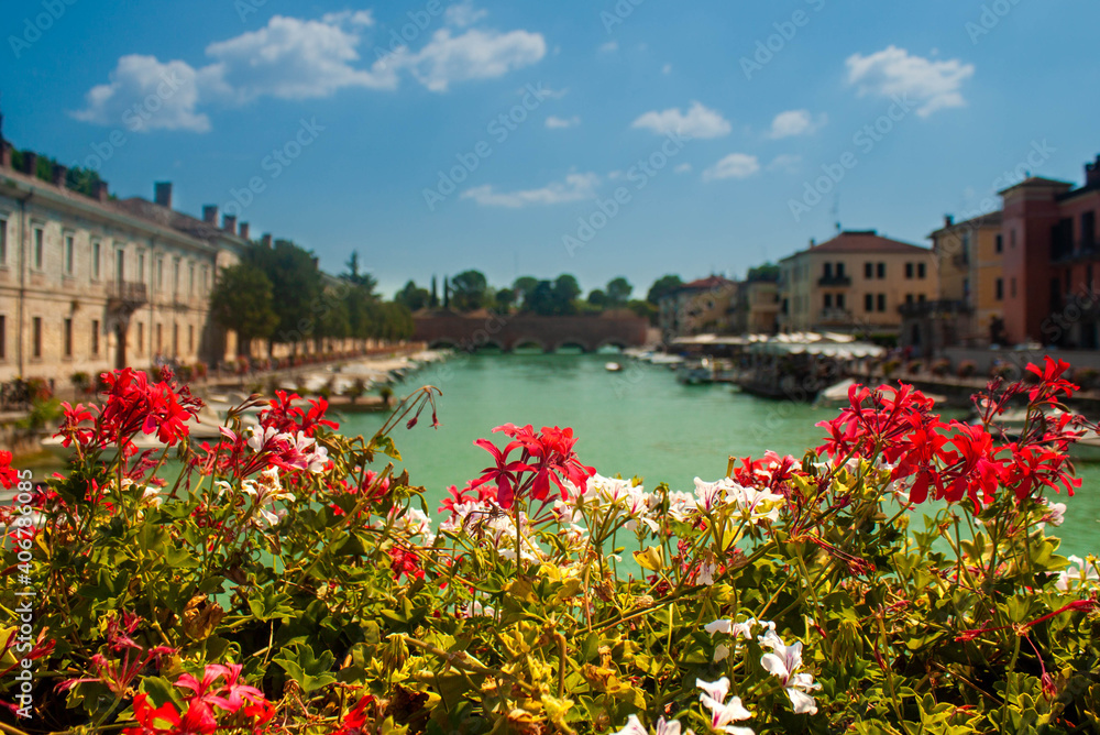 Paisaje floral en el lago di Garda