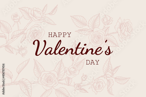 Hand drawn floral valentine's day background.