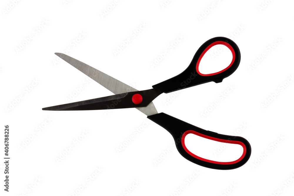 scissors isolated on a white background close up top view scissors isolated on a white background close up top view