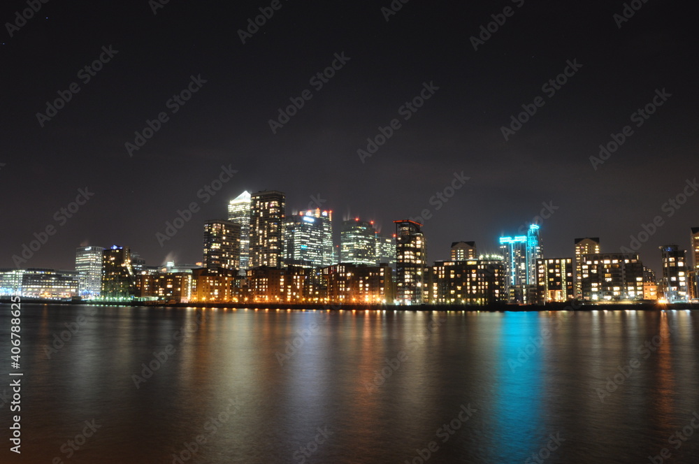 Canary Wharf from Surrey Quays London panorama