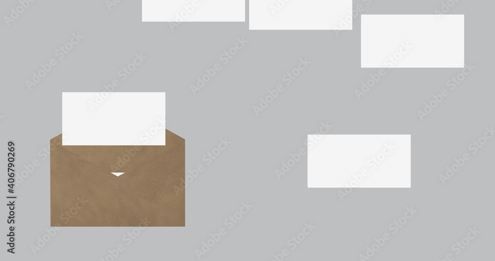 Render with letters flying into a craft envelope Render with letters flying into a craft envelope