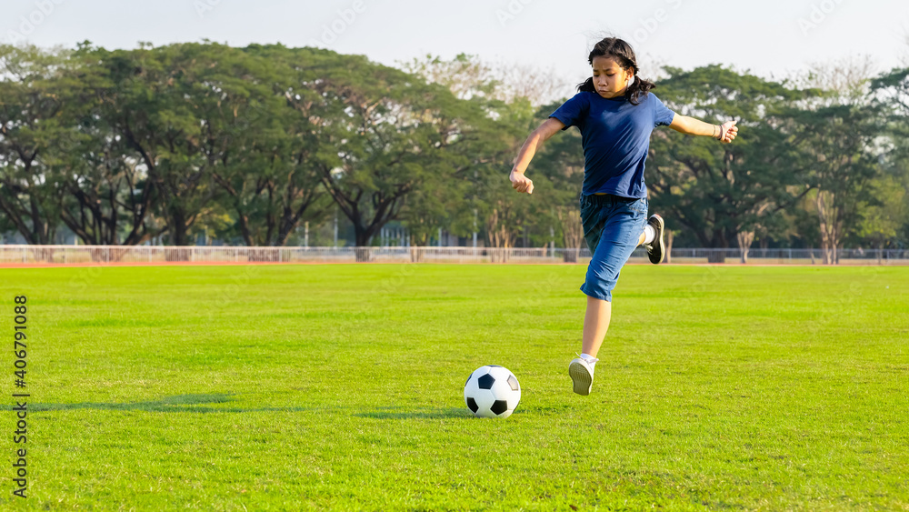 Child Girl Playing Football