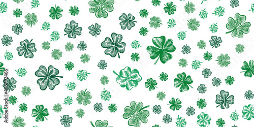 Patrick s day. Clover icons set. Hand drawn illustration. Vector.