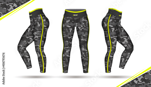 leggings pants training fashion illustration vector with mold