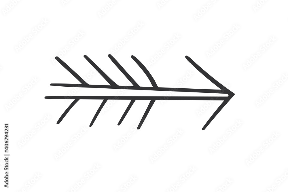 Hand drawn arrow in doodle style. Cute direction indicator. Isolated object on a white background. Hand drawn arrow in doodle style. Cute direction indicator. Isolated object on a white background.