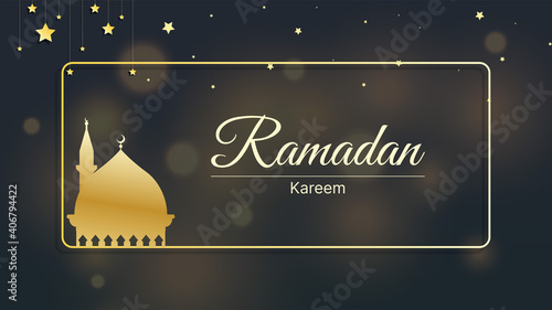 Islamic Background Ramadan kareem, Eid mubarak with bokeh light vector illustration
