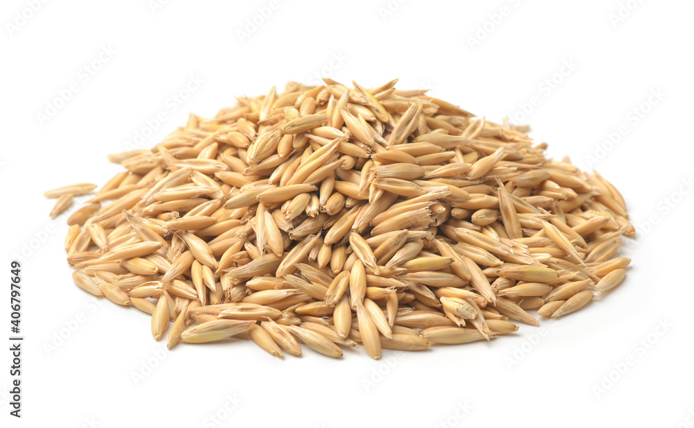 Pile of whole oats grains