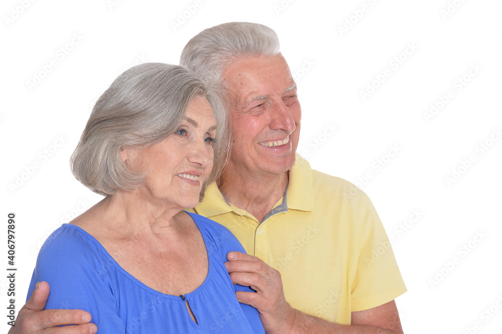 happy senior couple on white background happy senior couple on white background