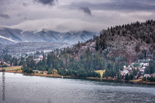 Bistrita,ROMANIA,View of Colibita Lake in december 2020