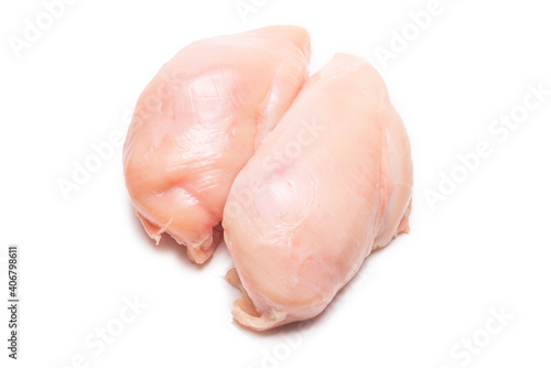 Raw chicken fillet isolated on white background.