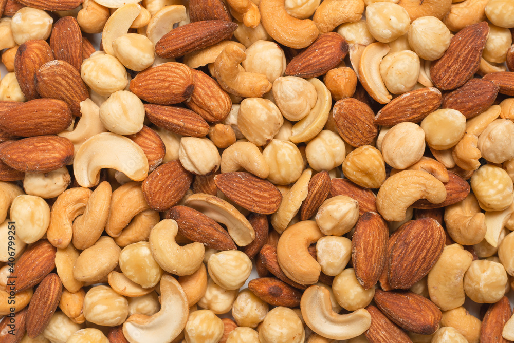 Mix of nuts isolated on white background. Top view. Mix of nuts isolated on white background. Top view.
