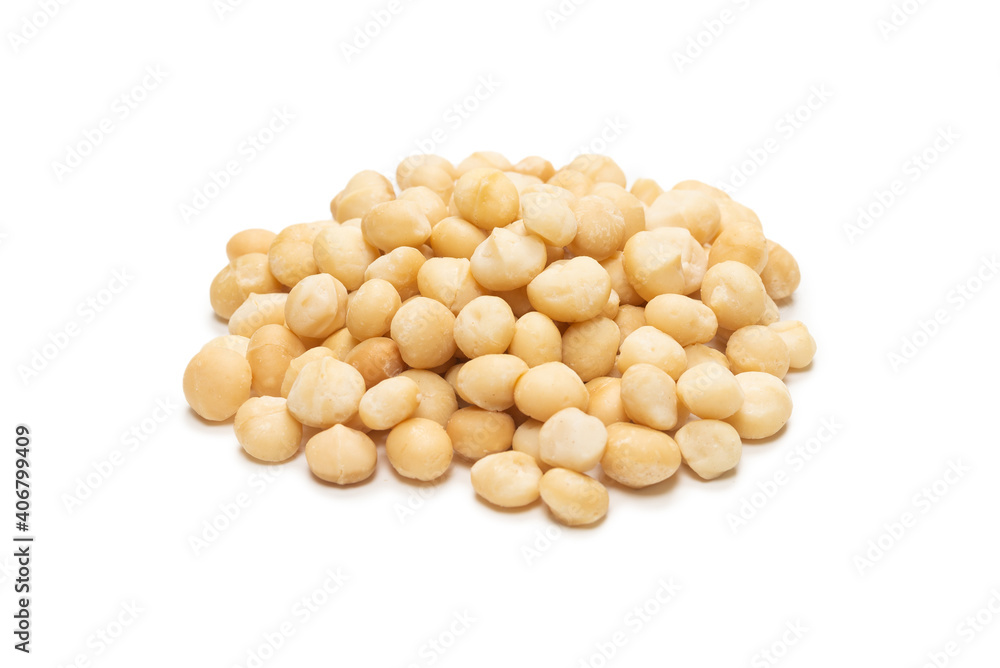 Macadamia nuts isolated on white background. Macadamia nuts isolated on white background.
