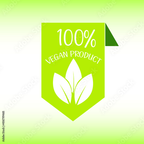 Vegan vector icon. Organic, bio, eco symbol. Vegan, no meat, lactose free, healthy, fresh and nonviolent food. Round green vector illustration with leaves for stickers, labels and logos