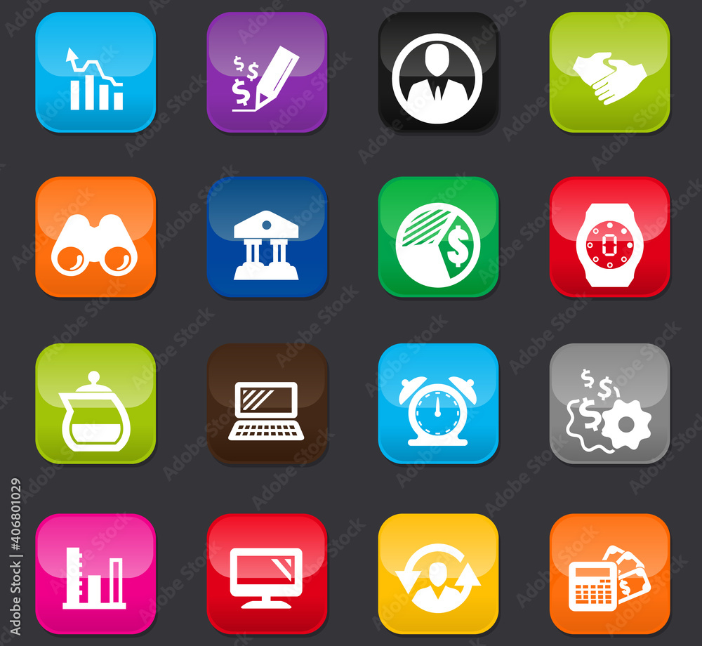Business management and human resources icons set Business management and human resources icons set