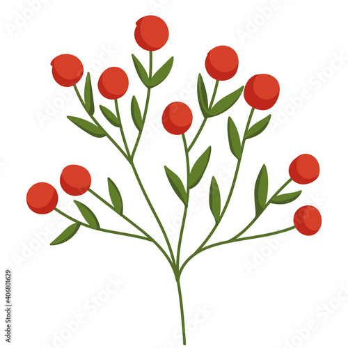 branch fruit leaves nature cartoon icon isolated style