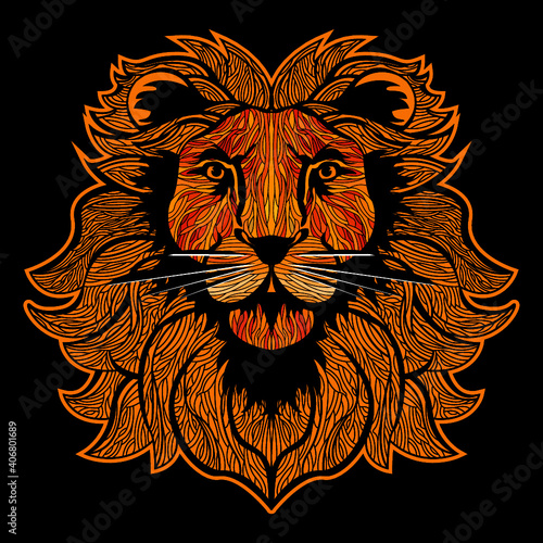 Ozdobny ornamentalny lew z grzywą © Bartosz