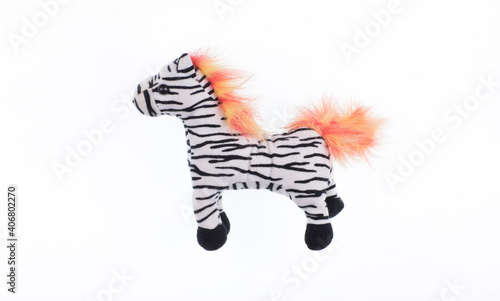 toy plush zebra on a white background