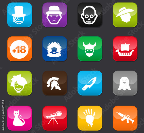 Genres of cinema icons set