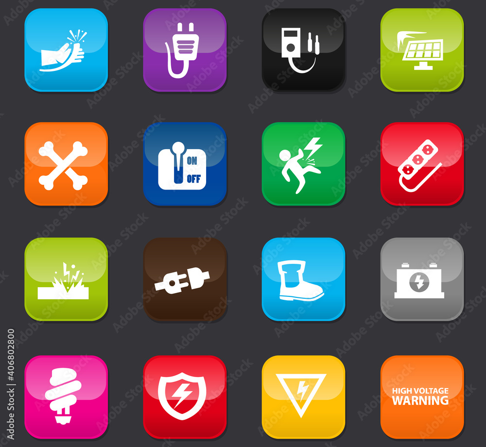 Fototapeta premium High voltage icons set