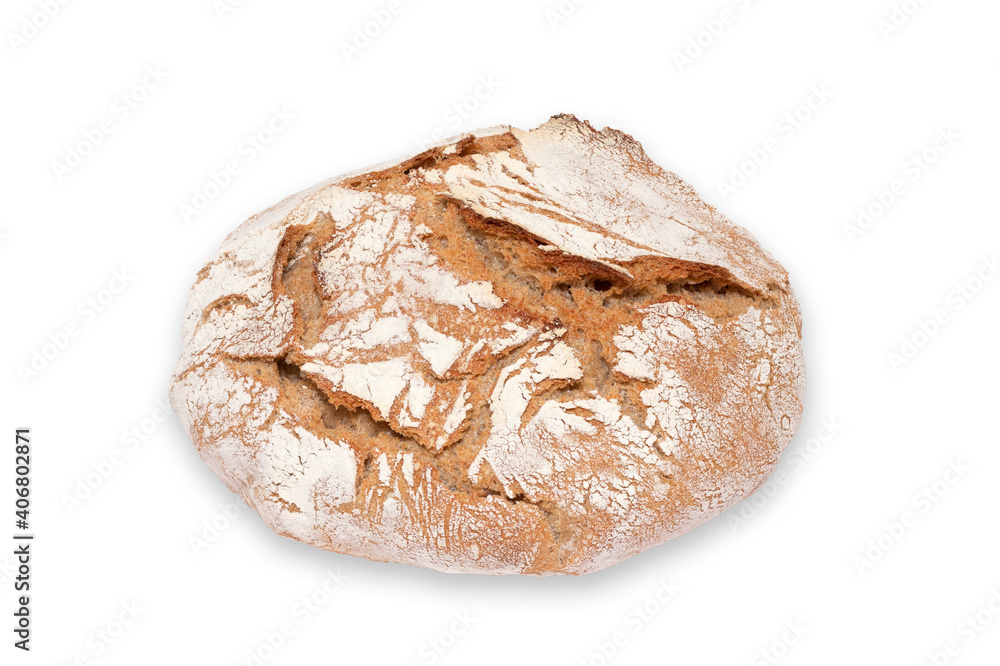 Selbst gebackenes Mischbrot auf weissem Hintergrund Selbst gebackenes Mischbrot auf weissem Hintergrund