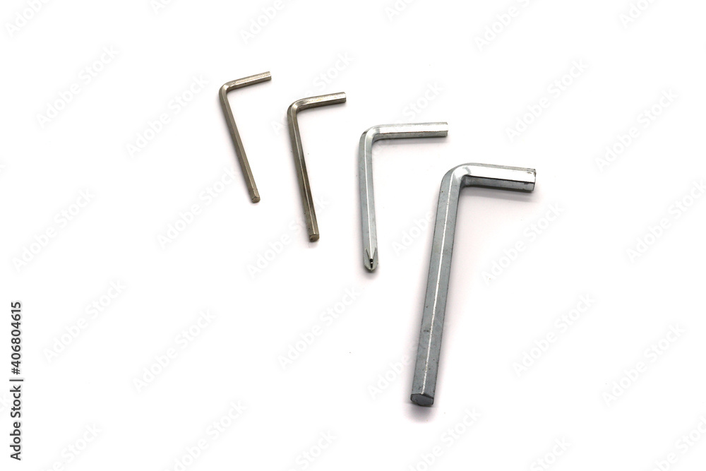 Hex keys set on white background for design Hex keys set on white background for design