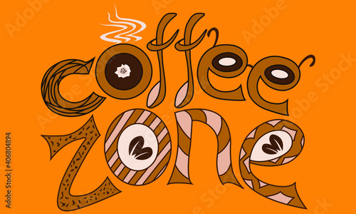 vector illustration depicting a stylized coffee zone label to indicate where coffee is brewed