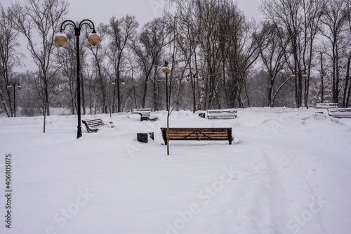 Wallpaper Mural an old provincial town with old temples and parks covered with snow in winter Torontodigital.ca