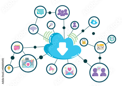 social media cloud computing technology digital network connections