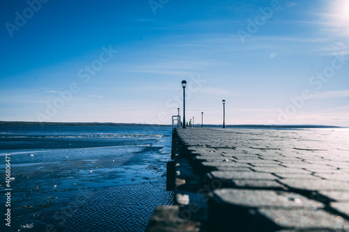 November Blue Cold Morning at Alberta Wabamun Lake Dock