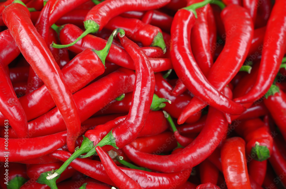ripe organic red hot chili peppers