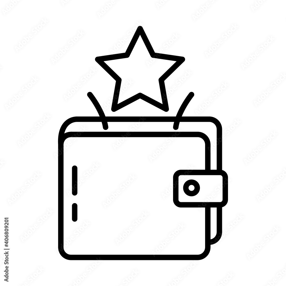 wallet and star icon, line style wallet and star icon, line style