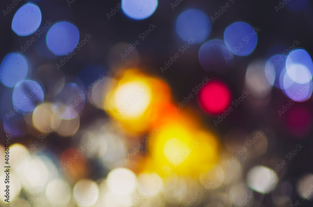 Multicolored defocused bokeh lights. Abstract background.