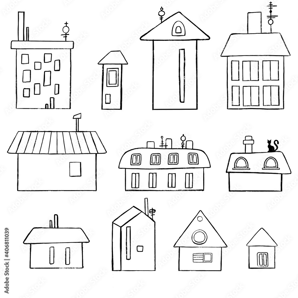 Building Icons - Line Series set symbol illustration. Vector illustration