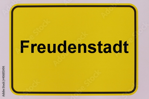 Illustration eines Stadteingangsschildes der Stadt Freudenstadt photo