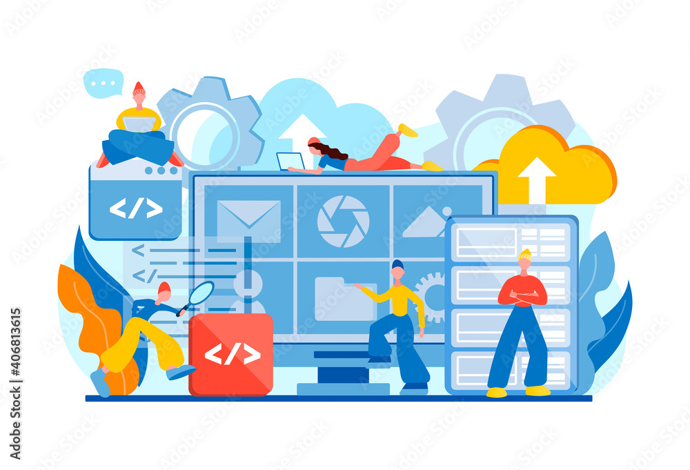 Fototapeta premium Database protection, data center secure