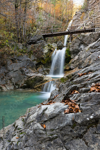 View of the Balta di Stringa waterfall at the area of Zagori in Epirus  Greece