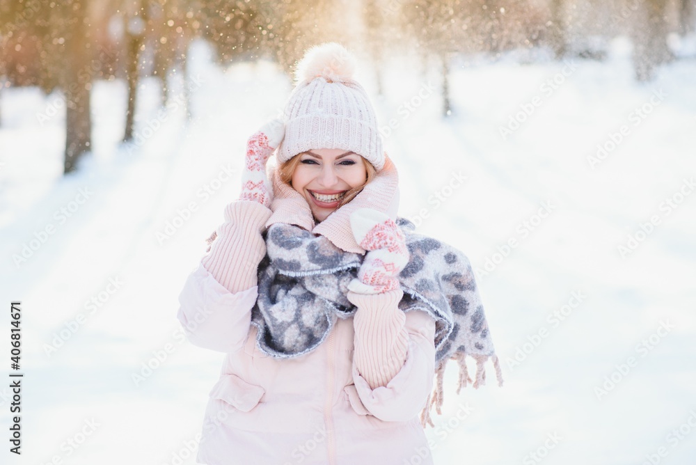 Beautiful smiling woman winter portrait Beautiful smiling woman winter portrait