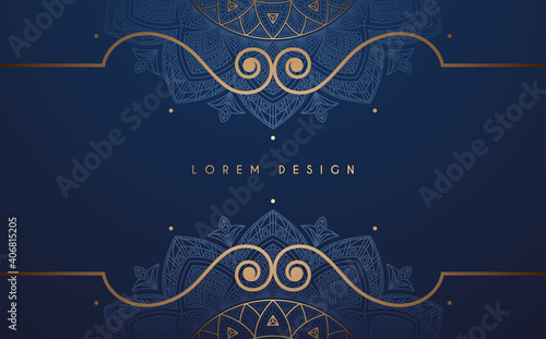 Elegant blue background with gold elements