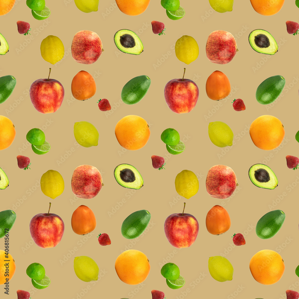 Fresh fruits seamless pattern as wallpaper website background