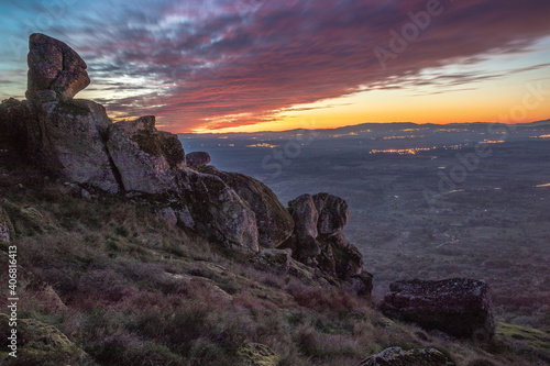 Penedo at the top of the typical village of Monsanto at sunset, in Castelo Branco, Portugal