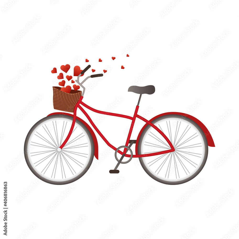 Love bike with hearts isolated vector design