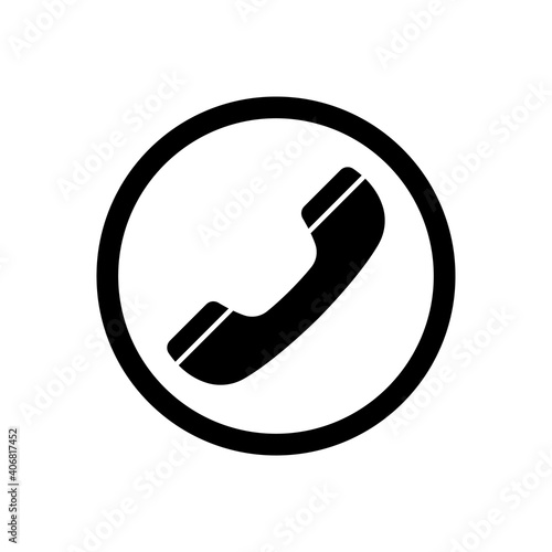 Telephone receiver icon. Handset. Black contour silhouette. Vector flat graphic illustration. The isolated object on a white background. Isolate.