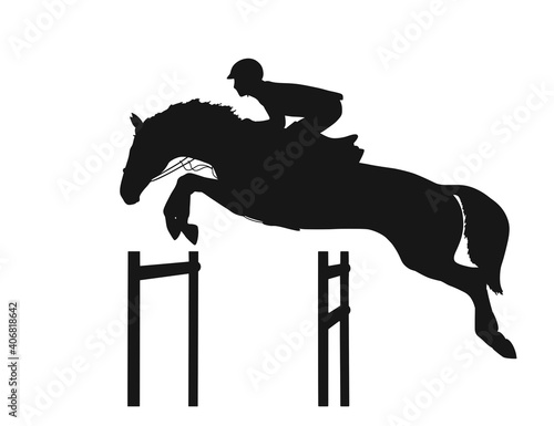 Equestrian Sports, Horse Jumping, Show Jumping themed vector silhouette